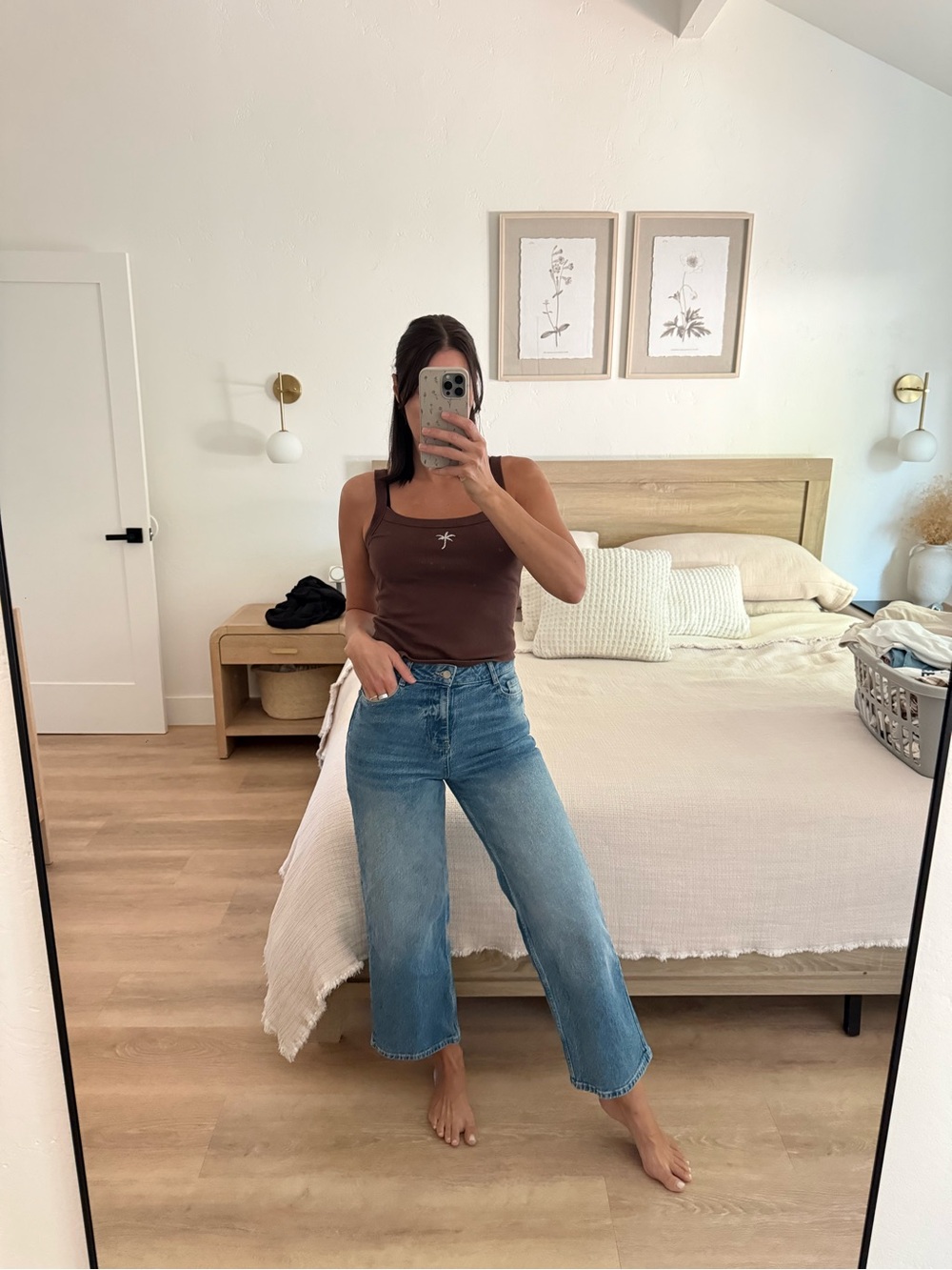 Zara Light Blue Cropped Wide-Leg Jeans
